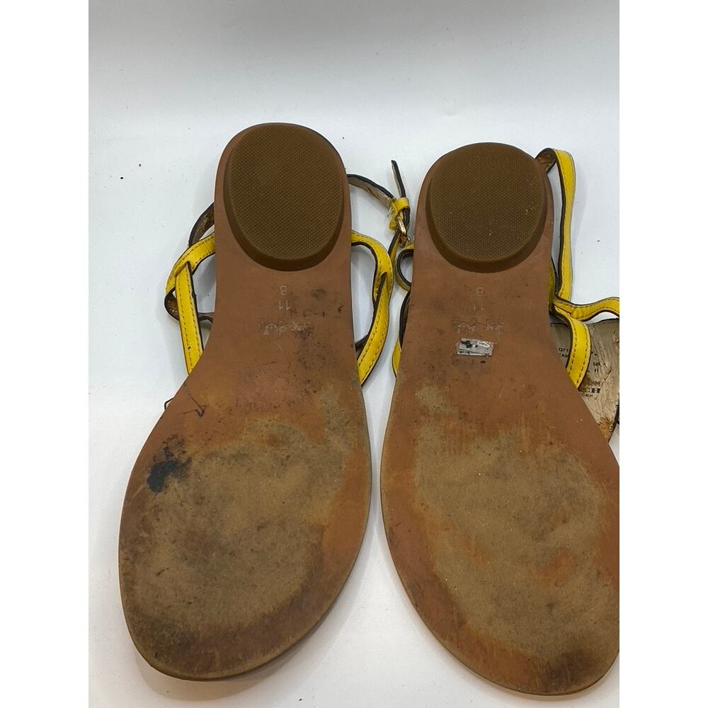 COACH Women's Yellow Thong Round-Toe Camara Ankle Strap Flat Sandals SZ 11 - Picture 5 of 8